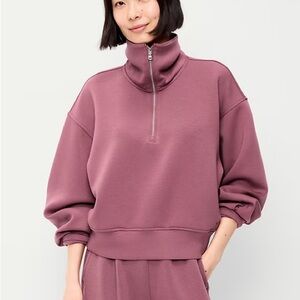 Quarter-Zip Bounce Pullover Sweatshirt in Rosette